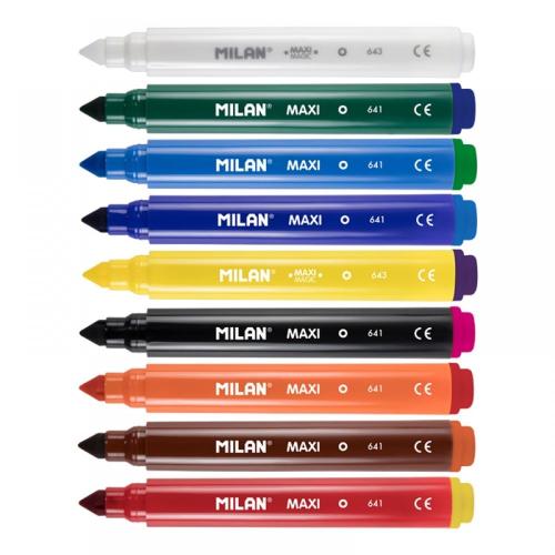 Milan Флумастери Faber-Castell Maxi Magic, 8 цвята и 2 магични