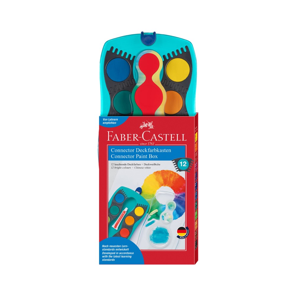 Акварелни бои Faber-Castell Connector - 12 цвята, тюркоазена палитра
