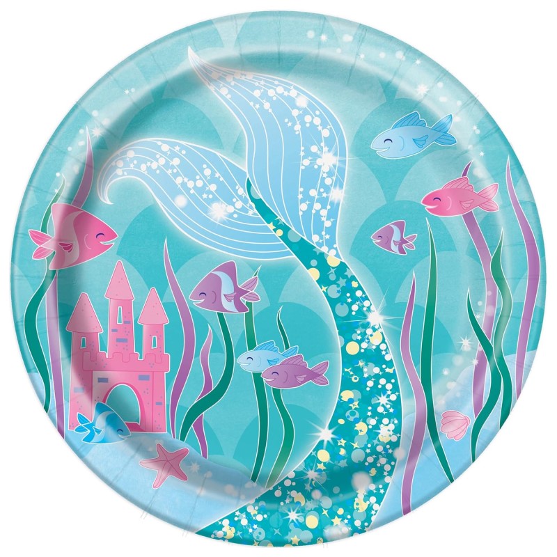 Хартиени чинийки Unique Mermaid 8бр. 18см.