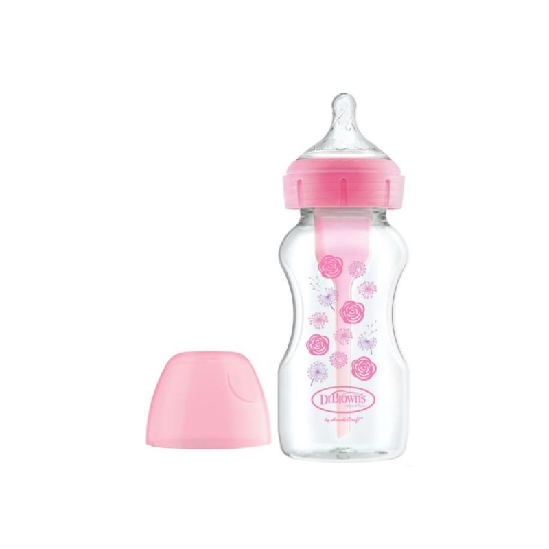 Бебешко шише Dr. Brown’s Options+ Anti-Colic Wide-Neck 270ml Розово