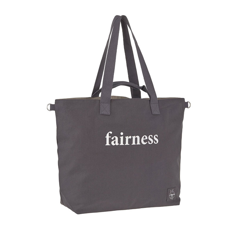 Чанта за бебешка количка Lassig Cotton Statement Shopper, антрацит