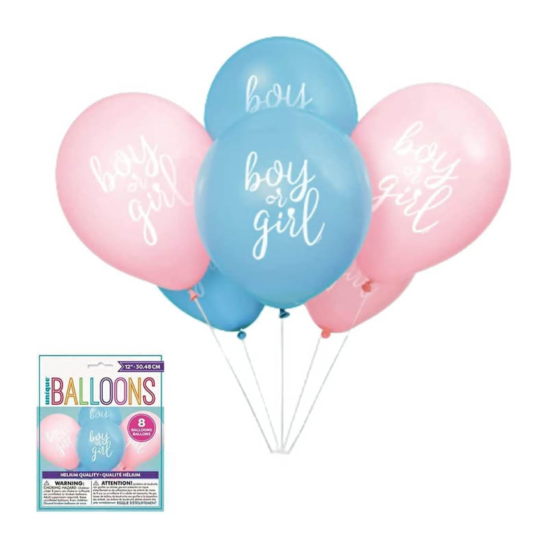 Балони комплект Unique “Boy or Girl“ 8бр. 30 см.