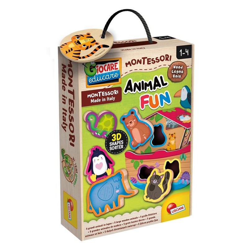 Образователна игра Lisciani Montessori Baby Wood Animal Fun