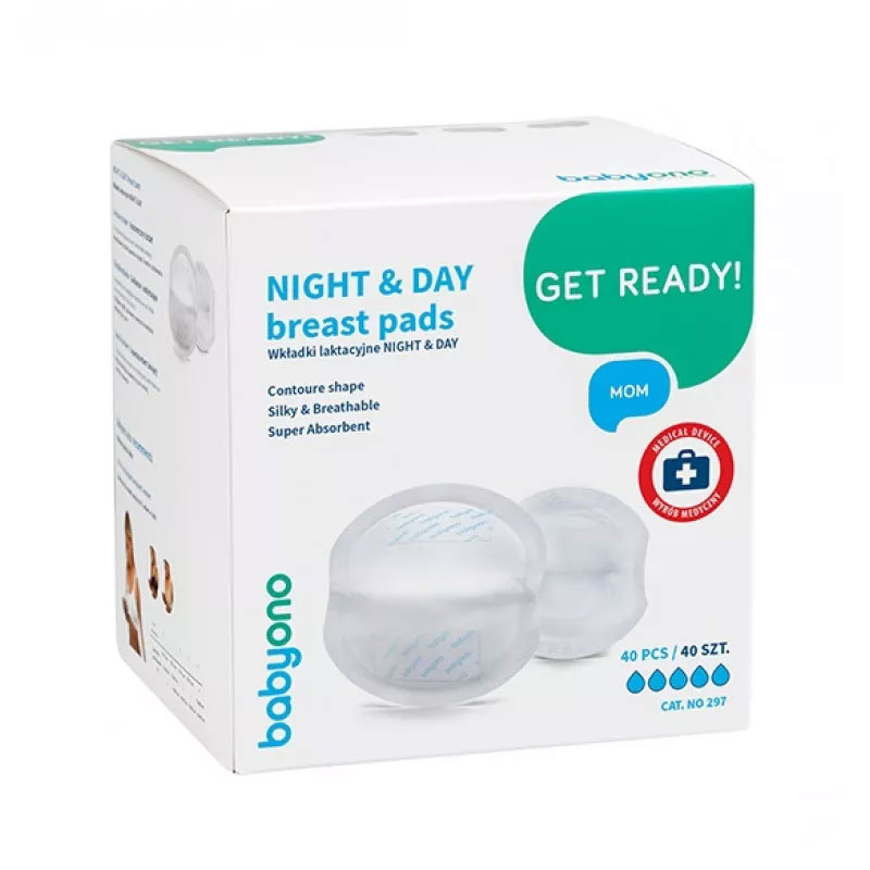 Подплънки за кърмачки BabyOno Get Ready Night and Day, 40 бр.
