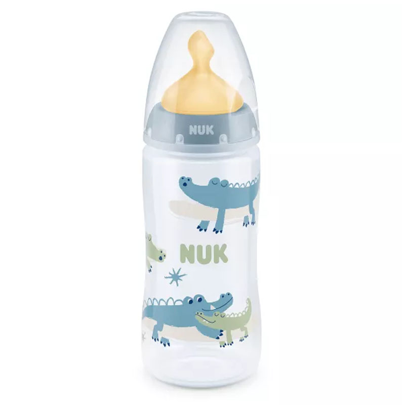 Бебешко шише за хранене антиколик Nuk First Choice Temperature Control, с каучуков биберон + кутия 300 мл, 0-6 м.