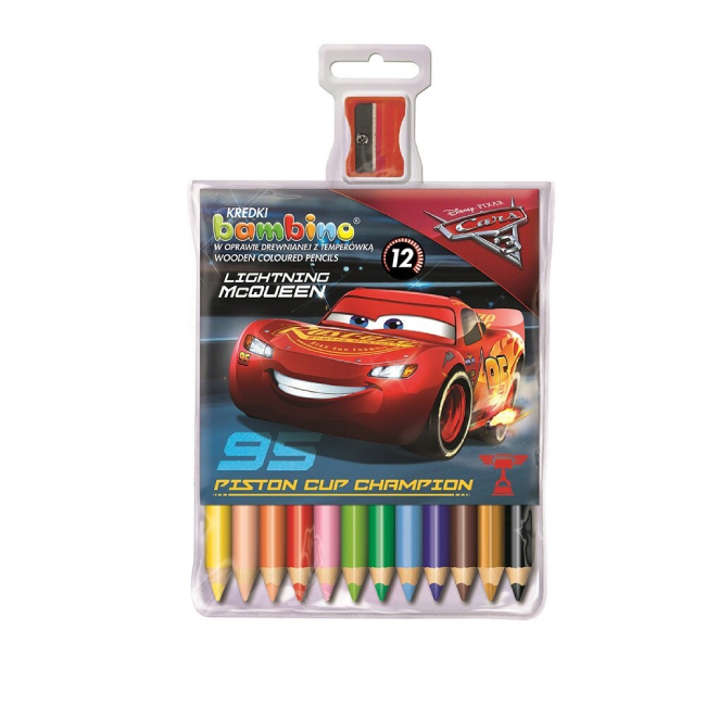 Моливи за рисуване St. Majewski Disney Cars с острилка, 12 цвята