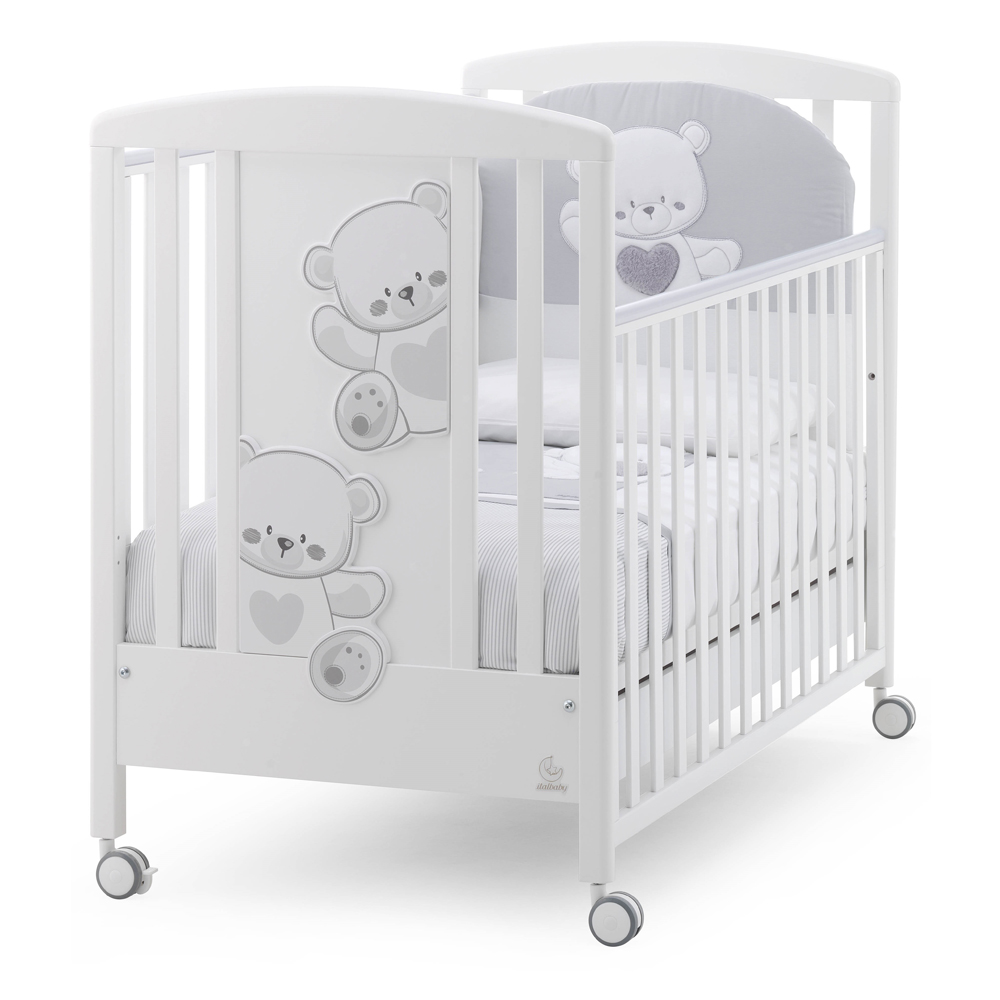 Бебешка кошара Italbaby JOLIE Осн. цвят бял + декорация Grey