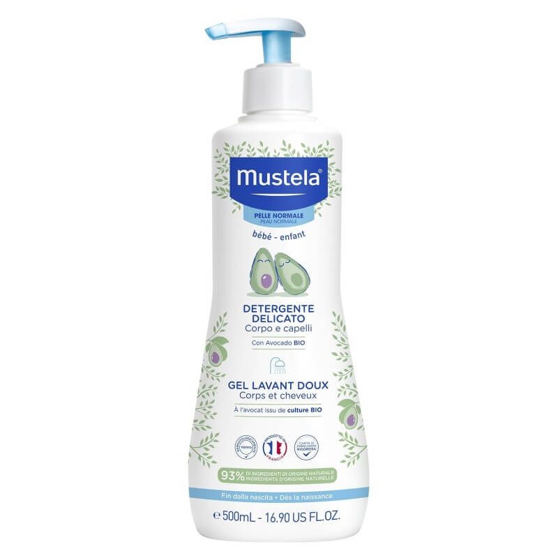 Бебешки измиващ гел за коса и тяло Mustela за нормална кожа 500 мл.