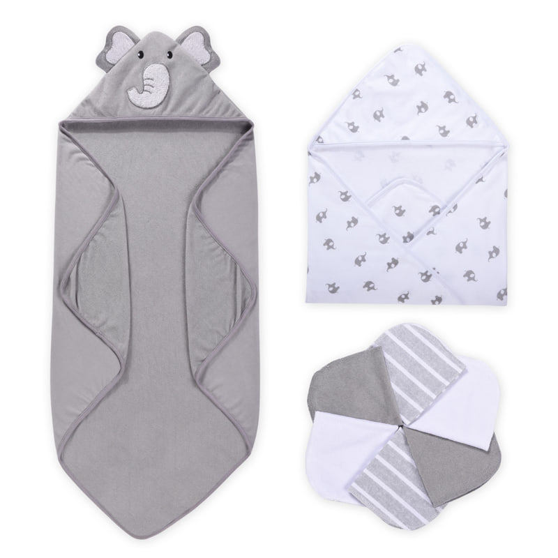 Бебешки комплект за баня Momcozy хавлии с качулка и кърпи, 8 части
