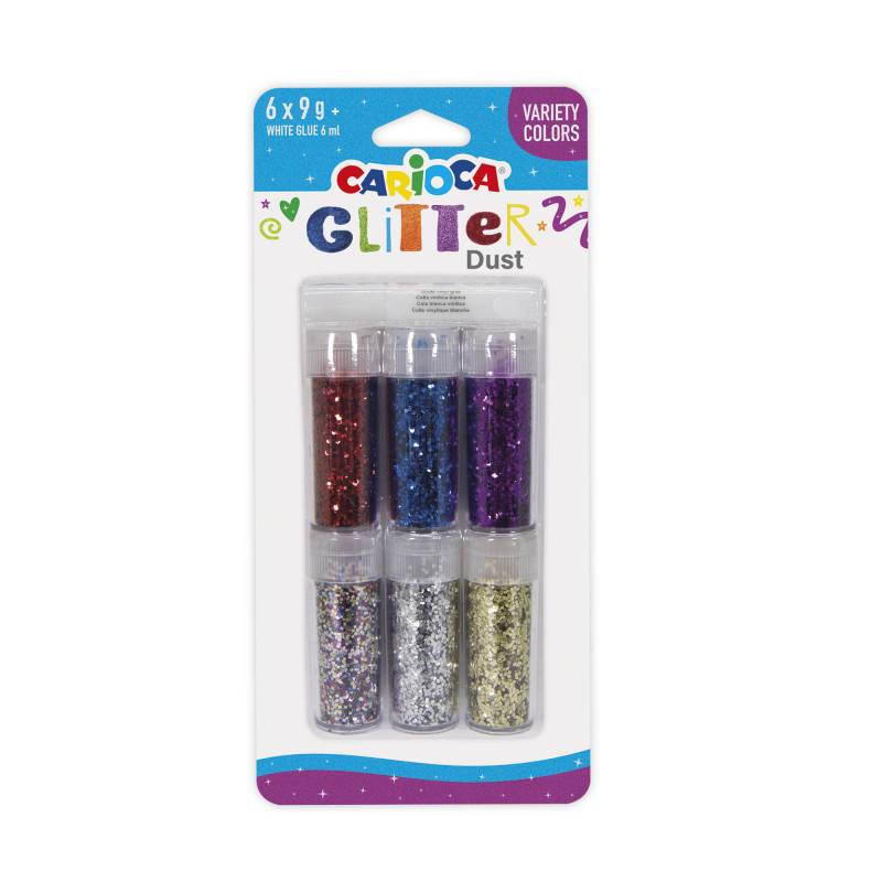 Брокат с лепило Carioca Glitter Variety, 6 цвята
