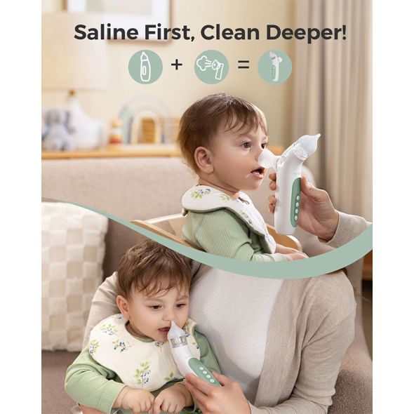 Електрически аспиратор за нос за бебета и деца 2 в 1 Momcozy със спрей и вакуум, със светлина и музика - 3