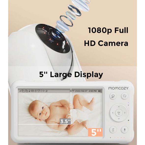 Бебефон с камера Momcozy 5" 1080P Full HD, BM01 - 5