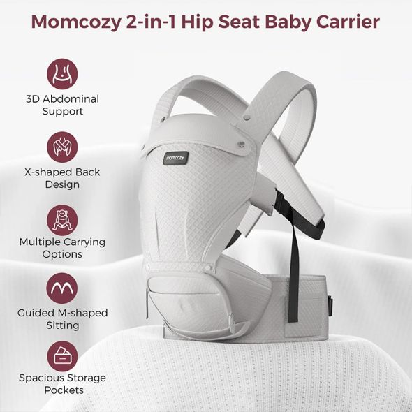 Ергономична раница 2 в 1 Momcozy Move2Fit, 0-36 месеца, Air Mesh Grey - 4