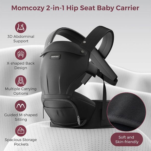 Ергономична раница 2 в 1 Momcozy Move2Fit, 0-36 месеца, Black - 3