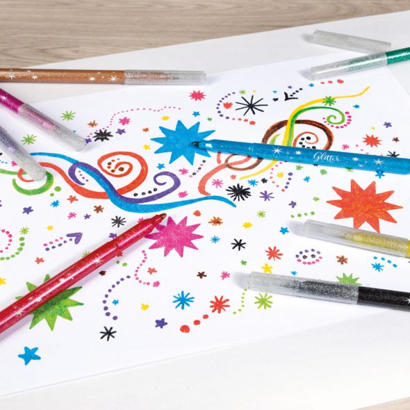 Флумастери Eberhard Faber с блясък 8 цвята - 1