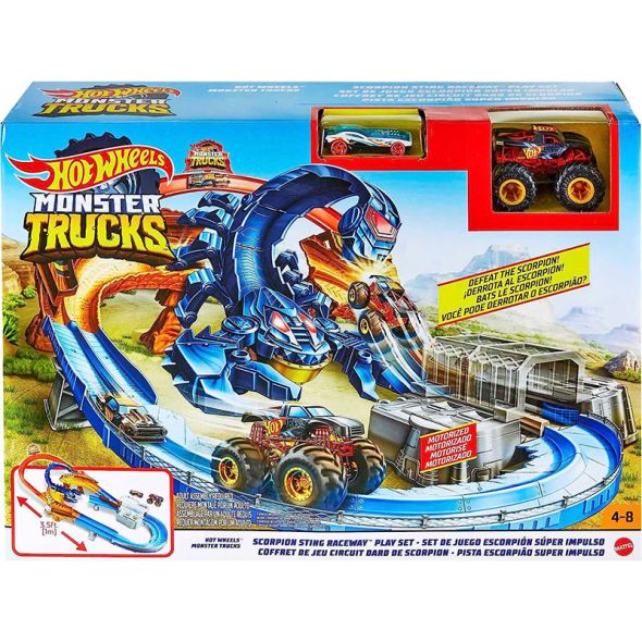 Детска писта Mattel Hot Wheels Monster Truck Scorpion Sting, с две