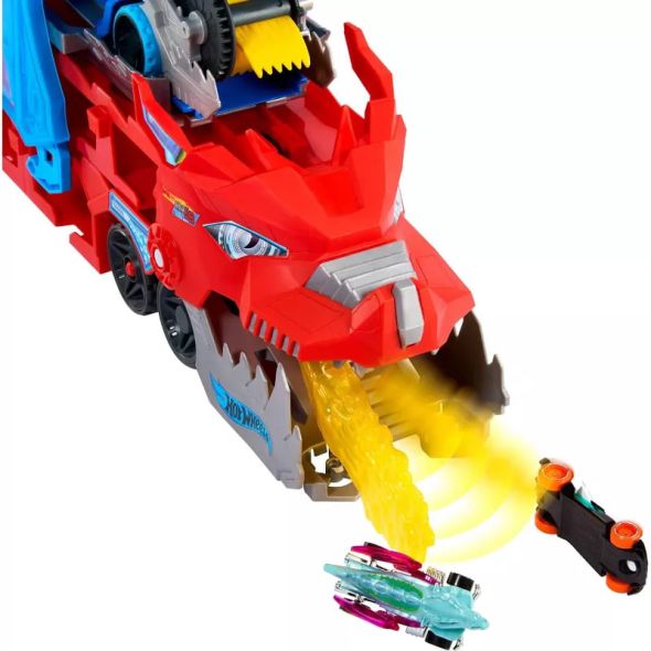 Игрален комплект Mattel Hot Wheels City Двоен Транспортьор Дракон, JBM72 - 2