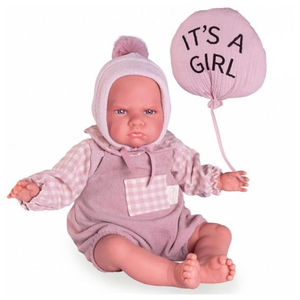Кукла Бебе Antonio Juan Berta с възглавница балон It`s a girl 52см, 81394 - 1