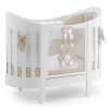 Бебешко легло Italbaby PELUCHE Lunetta Осн. цвят бял + декорация Dove Grey, с матрак и спален комплект
