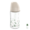 Бебешко шише за хранене стъклено NIP Cherry Green Flow M, 240мл, 0 месеца +