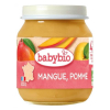 Био плодово пюре Babybio ябълки и манго 130гр. 4м.+