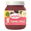 Био плодово пюре Babybio ябълки и сини сливи 130гр. 4м.+