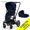 Бебешка количка Cybex e-Priam 4 + кош за новородено + тапицерия за седалка Rebellious Luxury Denim Blue, Пакет с отстъпка №178