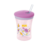 Преходна чаша Nuk Evolution Action Cup неразливаща се, със сламка, розова, 230мл. 12м+   