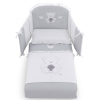 Спален комплект Italbaby PELUCHE GREY Maxi 5 ч. 100х130 см. White / Grey с обиколник, с бродерия