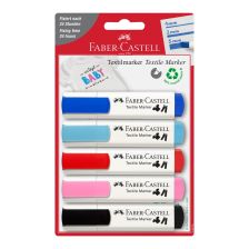 Комплект маркери за текстил Faber Castell 5 Цвята