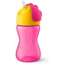 Неразливаща се чаша Avent със сламка 12М+ 300мл - момиче