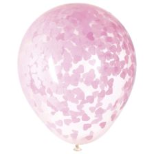 Балони с розови конфети Unique 40см. 5бр.