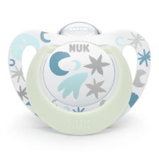 Биберон залъгалка силикон Nuk . STAR Night + box 0-6 1бр