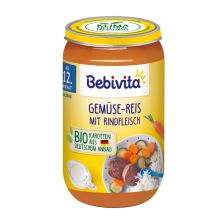 Био пюре Bebivita зеленчуци, ориз и телешко 250гр. 12 месеца+ 16210