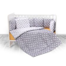 Спален комплект Lorelli Лили 60/120 ранфорс Облаци Сиво с обиколник