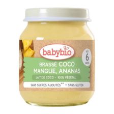 Био плодово пюре Babybio - Кокосово мляко, манго и ябълка 130гр. 6м.+