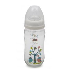 Стъклено шише за хранене Cangaroo с широко гърло 240 ml B0468