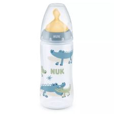 Бебешко шише за хранене антиколик Nuk First Choice Temperature Control, с каучуков биберон + кутия 300 мл, 0-6 м.