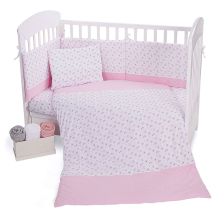 Бебешки спален комплект Kikka Boo Pink Flowers, с обиколник, 5 части, 60 х 120 см.