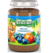 Бебешко пюре Bebelan Ovko Ябълки и Боровинки 5+м. 190гр.