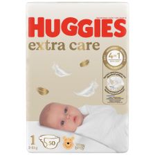Бебешки пелени HUGGIES Extra Care 1 новородени, 2-5 кг, 50 броя