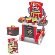 Детска кухня в куфар-количка Raya Toys 008-930, Червен