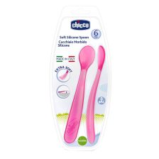 Меки сил. лъжички 6+м  розови 2бр. CHICCO
