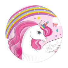 Хартиени чинии Procos UNICORN RAINBOW 8 бр. 23см.