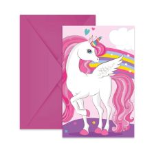 Покани с пликове Procos UNICORN RAINBOW 6 бр.