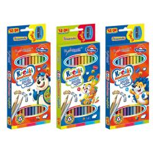Двустранни цветни моливи St. Majewski Bambino 12 бр., с острилка