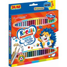 Цветни моливи St. Majewski Bambino двустранни с острилка, 48 цвята
