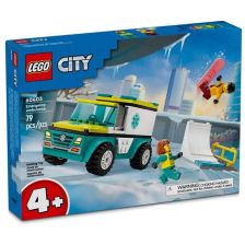 Конструктор LEGO City Линейка за спешна помощ и сноубордист, 60403