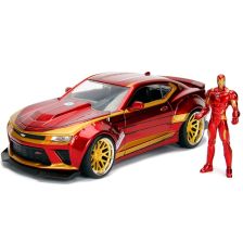 Метална кола Jada Marvel Iron Мan Chevy Camaro 1:24 с фигура Iron Man