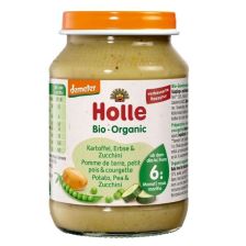 Бебешко пюре Holle - Тиквички, грах и картофи, 190 g